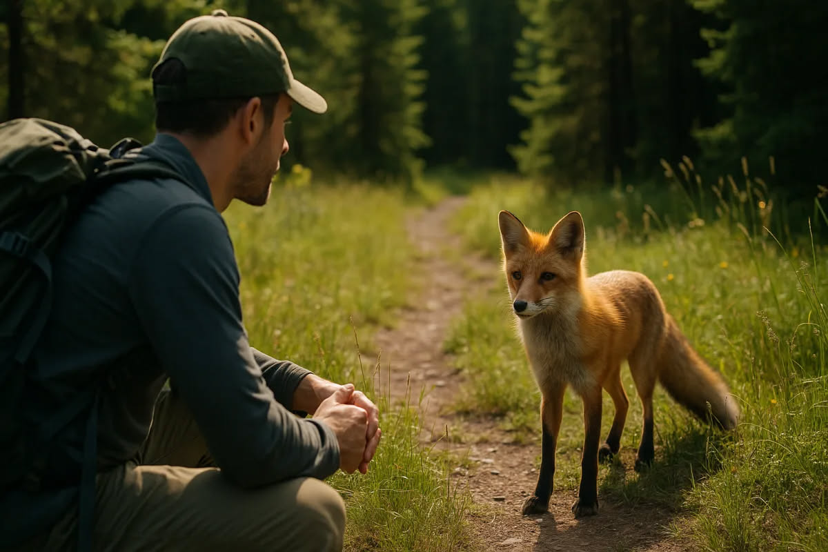 Lupo grigio in bosco al tramonto, con sguardo intenso e manto folto, simbolo della specie ancestrale da cui derivano tutti i cani domestici